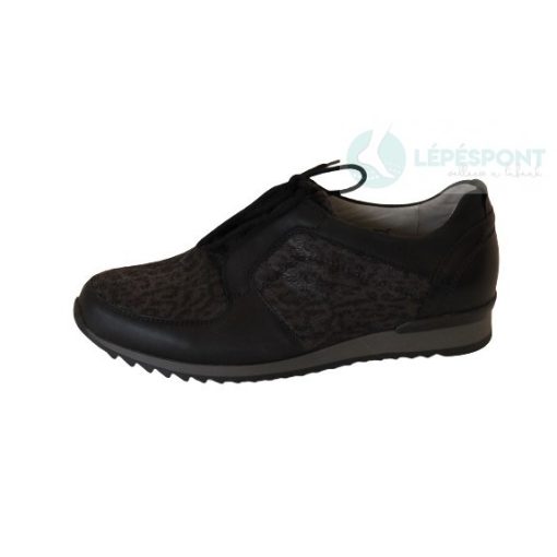Waldlaufer kényelmi fűzős cipő Hurly bőr/textil mintás fekete szürke