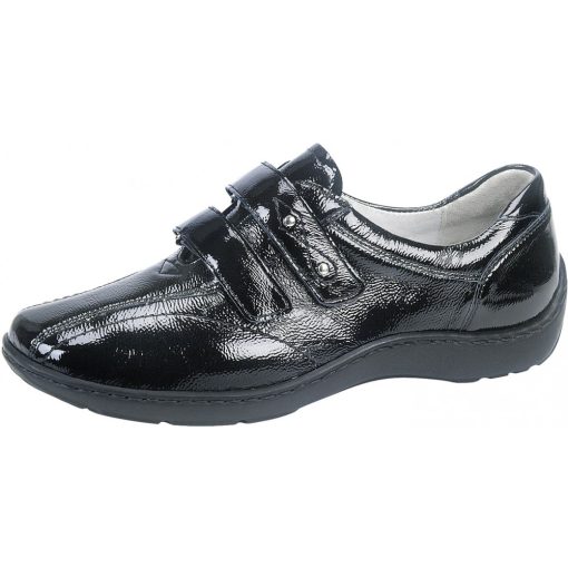 Waldlaufer kényelmi tépőzáras cipő Henni lakkbőr fekete