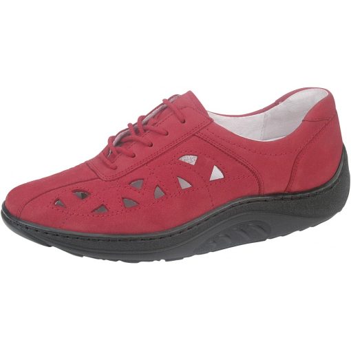 Waldlaufer dynamic gördülő talpú lyukacsos fűzős cipő Helli nubuk piros