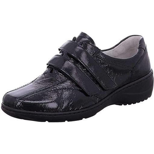 Waldlaufer kényelmi tépőzáras cipő Kya lakkbőr fekete