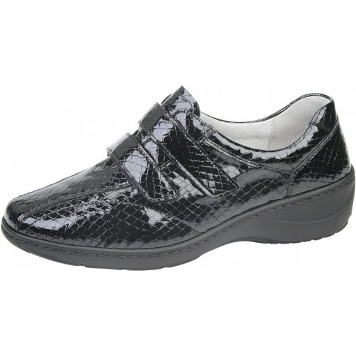 Waldlaufer kényelmi tépőzáras cipő Kya lakkbőr fekete