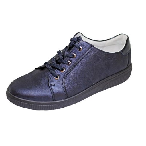 Waldlaufer kényelmi fűzős cipő H-Steffi bőr nubuk/lakkbőr kék
